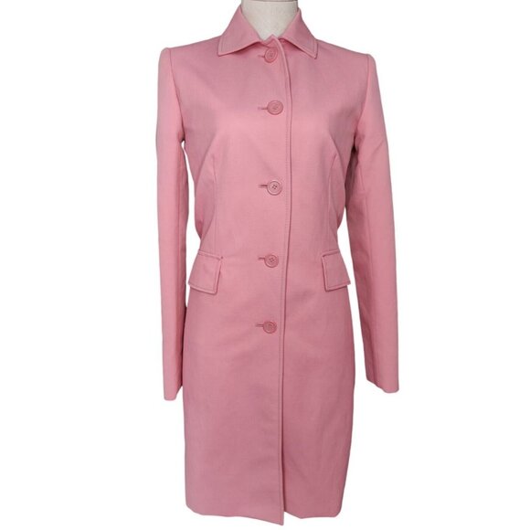 EXPRESS Trench Blazer Rain Topper Coat Pink Mid Length Womens XS Career EUC - Picture 1 of 12